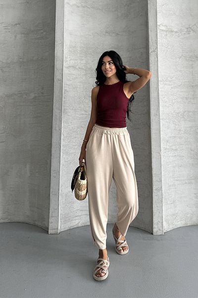 İstangül Butik Everyday Comfort Modal Fabric High Waist Comfortable Pants