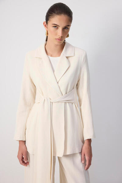Touché Privé Tie-Up Detail Double-Breasted Jacket and Pants Suit