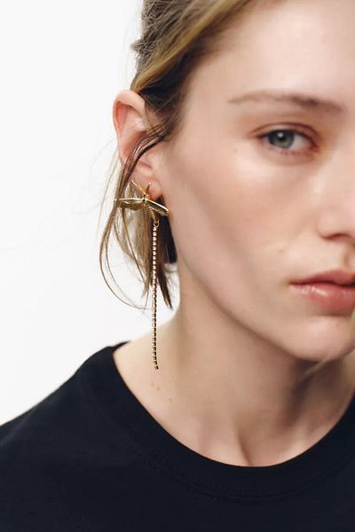luxyansımalar Zra Model Dragonfly Detailed Stone Earrings