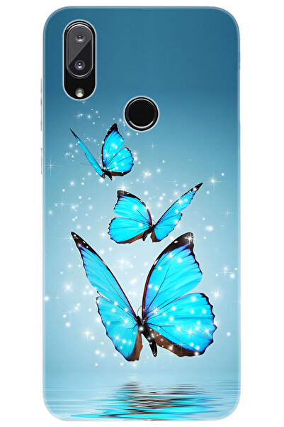 Vestel Venüs E5 Uyumlu Kılıf Desen Baskılı Silikon Mavi Kelebek STK:710 CP-Qy...