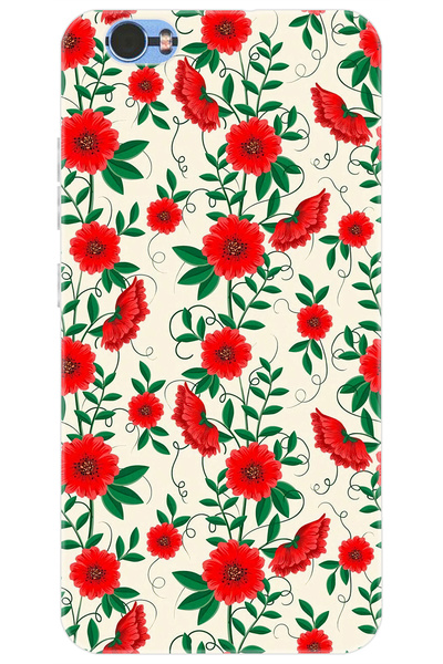 Vestel Venüs Z10 Uyumlu Kılıf Desen Baskılı Silikon Kırmızı Çiçekler STK:717 ...