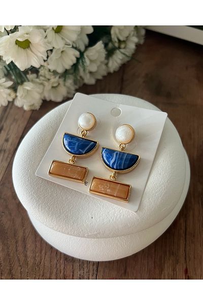 luxyansımalar Dangle Geometric Model Big Earrings