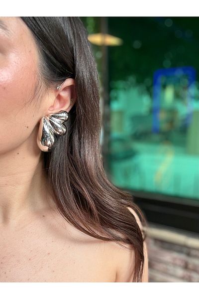 luxyansımalar Silver Color Big Drop Earrings