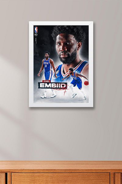 Saturn Joel Embiid Pictură înrămată - Pictură poster NBA de baschet