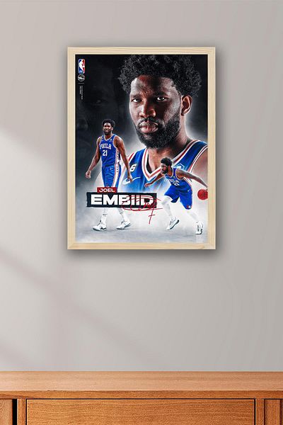 Saturn Joel Embiid Pictură înrămată - Pictură poster NBA de baschet