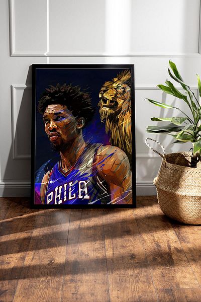 Saturn Joel Embiid Pictură înrămată - Pictură poster NBA de baschet