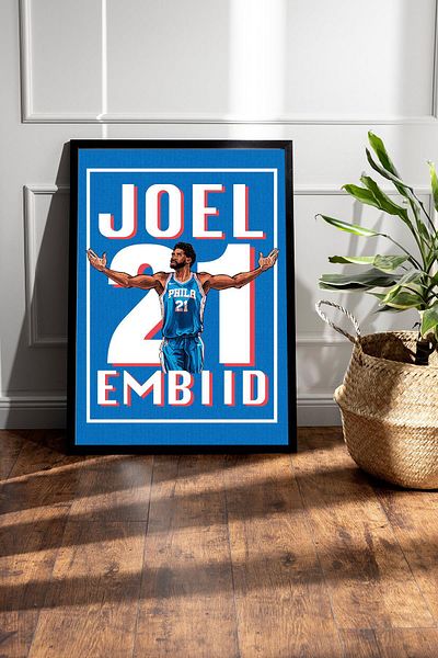 Saturn Joel Embiid Pictură înrămată - Pictură poster NBA de baschet