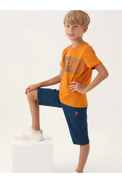 U.S. Polo Assn. Licensed Dotted Orange Boy Capri Suit