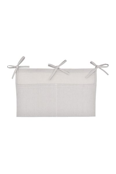 COOYA Linen Baby Bedside Hanging Storage Bag, 2 Pockets Organizer for Cribs & Toys, Natural Linen