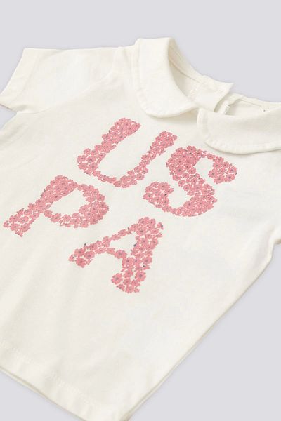 U.S. Polo Assn. Baby girl short sleeve t-shirt set - cream