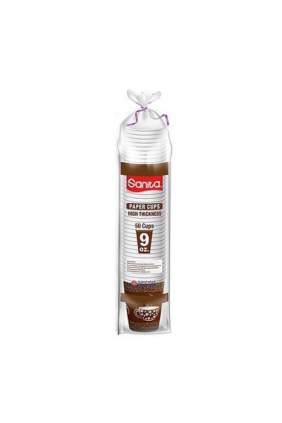Sanita Paper Cups Size 9oz 50pcs Disposable Eco-Friendly Cups for Hot & Cold Beverages