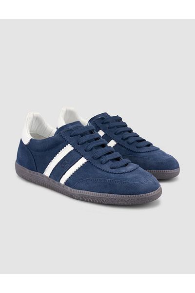 Cabani 100% Genuine Leather Navy Blue Lace-Up Women's Sneaker
