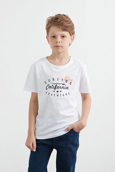 Fulla Moda Tricou pentru băiat 100% bumbac cu text imprimat pe față și pe spate