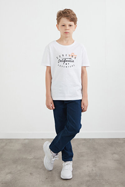 Fulla Moda Μπλουζάκι για αγόρι από 100% βαμβάκι με στάμπα με κείμενο στο μπροστινό και πίσω μέρος