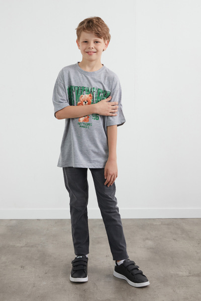 Fulla Moda Αγόρι μπλουζάκι με στάμπα Νέας Υόρκης και αρκουδάκι