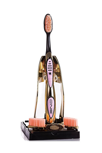 One Gold Periuță de dinți placată cu aur de 24K, 3 rezerve roz, ediție limitată