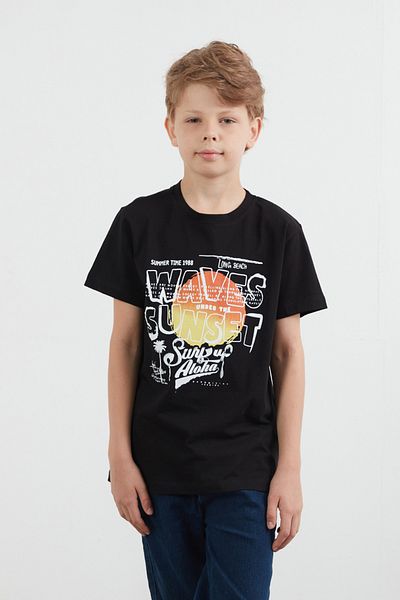 Fulla Moda 100% Cotton Waves Sunset Printed Boys' T-Shirt