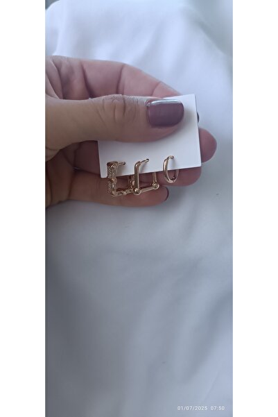 ARİ TAKI Rectangular 3 Steel Earrings