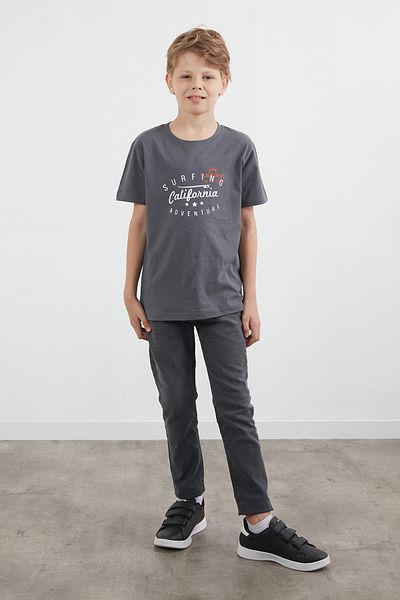Fulla Moda 100% Cotton Boys' T-Shirt with Text Printed on the Front and Back