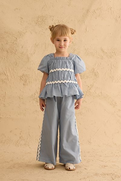 Fahhar Kids Σετ βαμβακερό με κορδόνι γαλάζιο