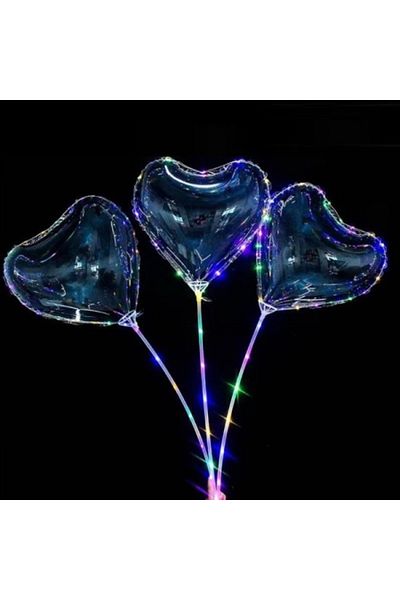 OEM Blusmart Set of 50 Multicolor LED Party Balloons, Heart Shape