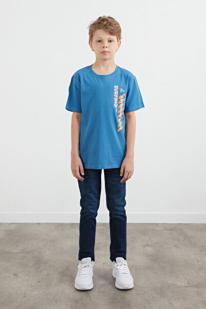 Fulla Moda Αγορικό μπλουζάκι με στάμπα Adventure Text από 100% βαμβάκι