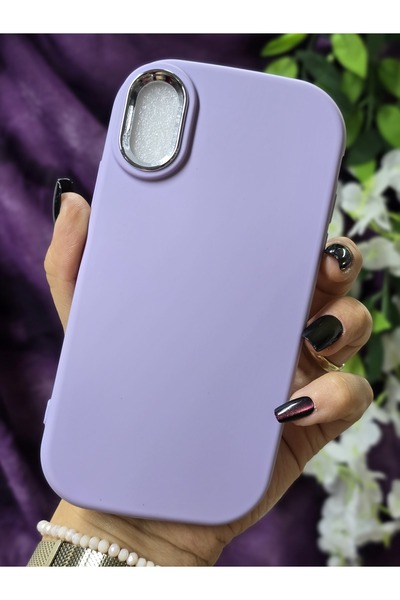 Magic Ring Iphone X / XS Uyumlu Metal Kamera Çerçeveli Mat Lila Silikon Kılıf