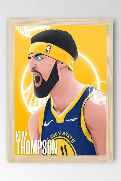 Saturn Klay Thompson Framed Painting - Basketball Nba Poster Painting
