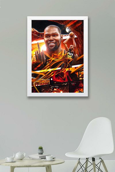 Saturn Kevin Durant Framed Painting - Basketball Nba Poster Painting