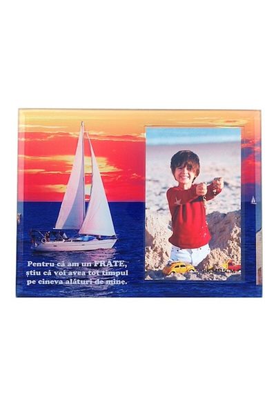 Blusmart Glass Photo Frame for Photos 10x15 Format with Dedication for Brother, 22x17 cm, M4