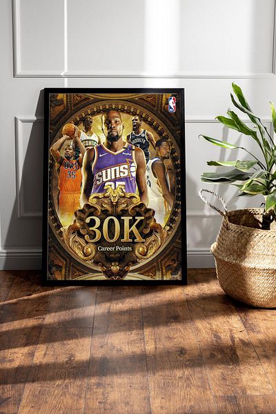 Saturn Kevin Durant Framed Painting - Basketball Nba Poster Painting