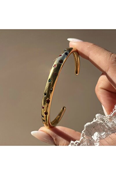 Vintagezegeni Renkli Yıldız Taşlı Kelepçe Bileklik