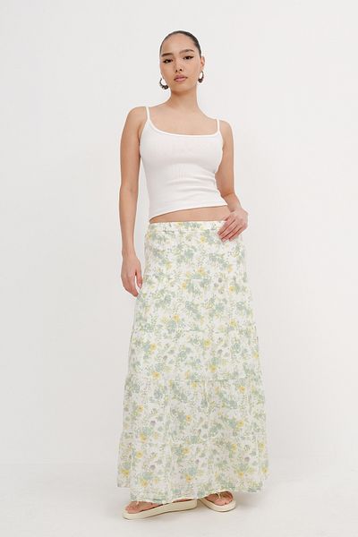Addax Floral Patterned Long Skirt Chic E5017