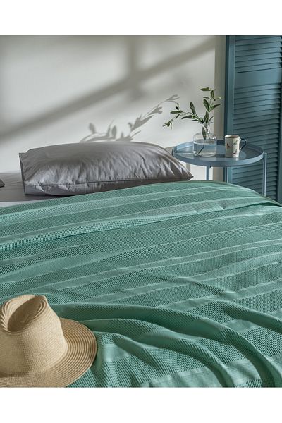 Madame Coco Mathilda Double 100% Cotton Karde Plain Pique - Turquoise