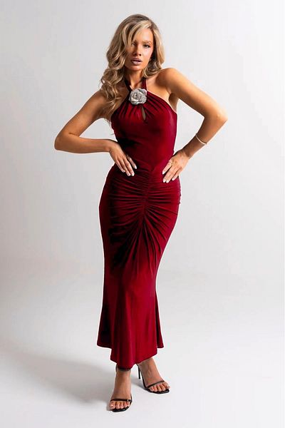 MAYHOŞ BUTİK Women's Rose Accessory Dress