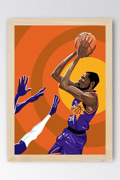 Saturn Kevin Durant Framed Painting - Basketball Nba Poster Painting