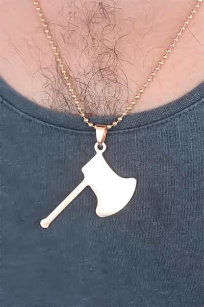 BESKAR Rose Color Metal Axe Figured Men's Necklace