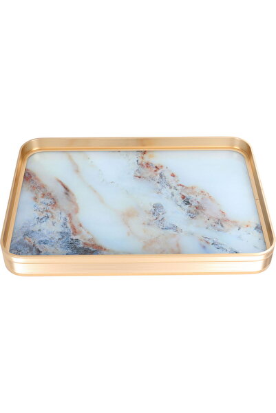 Alsaif Gallery Serving Tray Steel Alsaif Gallery, Rectangular, 32×34 cm - Gold