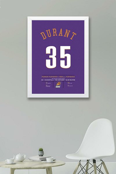 Saturn Kevin Durant Jersey Framed Painting - Nba Phoenix Suns Jersey