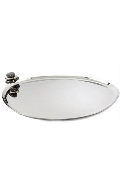Mikasa Moor Gravel Silver Metal Ellipse Tray 45X35 cm