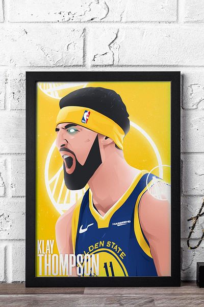 Saturn Klay Thompson Framed Painting - Basketball Nba Poster Painting