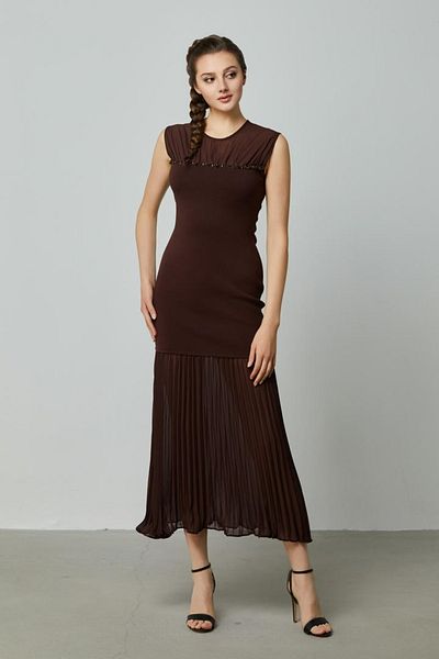 femi9 pleated chiffon detail dress