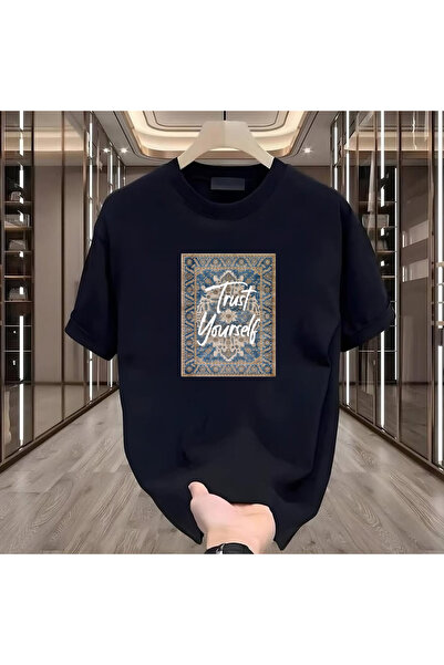 Generic Brand Tricou negru imprimat pentru bărbați, model obișnuit, cu mesaju...