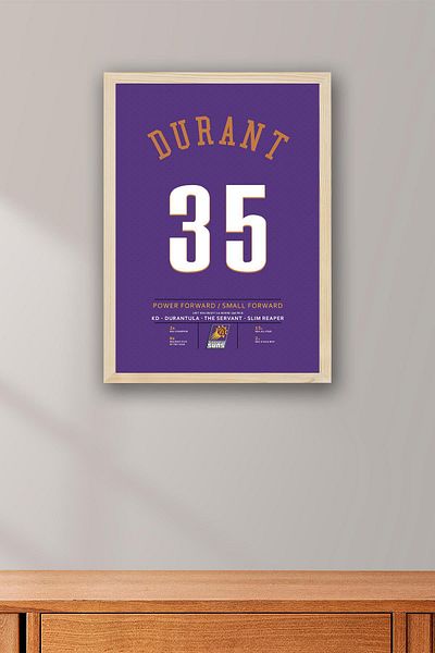 Saturn Kevin Durant Jersey Framed Painting - Nba Phoenix Suns Jersey