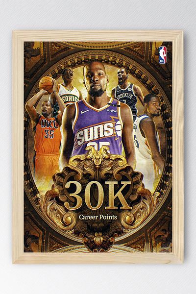 Saturn Kevin Durant Framed Painting - Basketball Nba Poster Painting