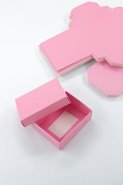 carton box Pembe Katlamalı Küçük Takı Boş Hediye Kutusu 25 Adet (6 Cm X 8 Cm X 3 Cm )(SÜNGERSİZ)