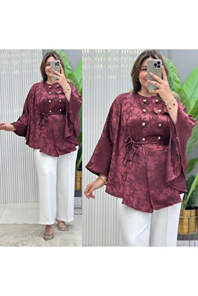 GK Συμβατό με ύφασμα σατέν πόντσο με χρυσό κουμπί, μέγεθος 38-48