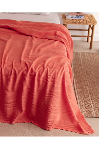 Madame Coco Mathilda Tek Kişilik %100 Pamuk Karde Düz Pike - Mercan