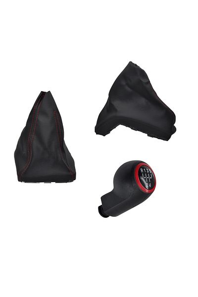 ALPHA AUTO PART Handbrake-Shift Boot and Shift Knob for Opel Astra H (5)-RED