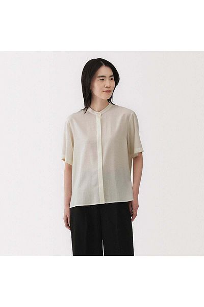 Muji بلوزة من مزيج الرايون بأكمام قصيرة